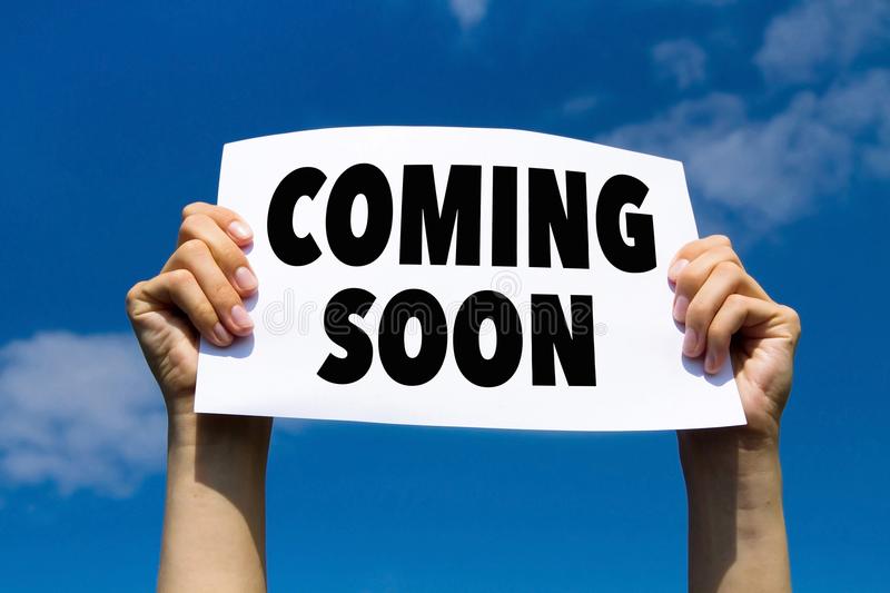Coming Soon Coming Soon Message Note Hands Holding Paper Sign Announcement 113675278
